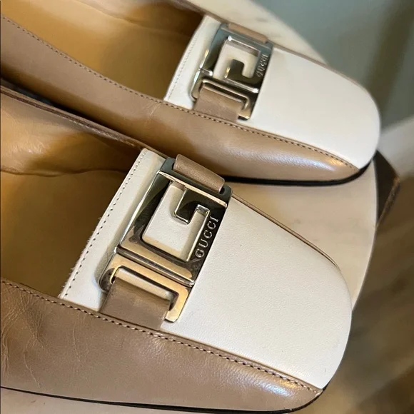 Gucci Marmont Ballet Loafer Beige & White Heels - Size 9B, w/ COA - Picture 2 of 16